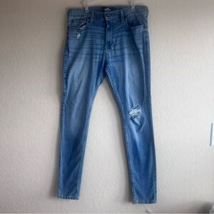 Hollister Jeans Men's Size 34X32 Blue Medium Washed Super Skinny Stretch Denim